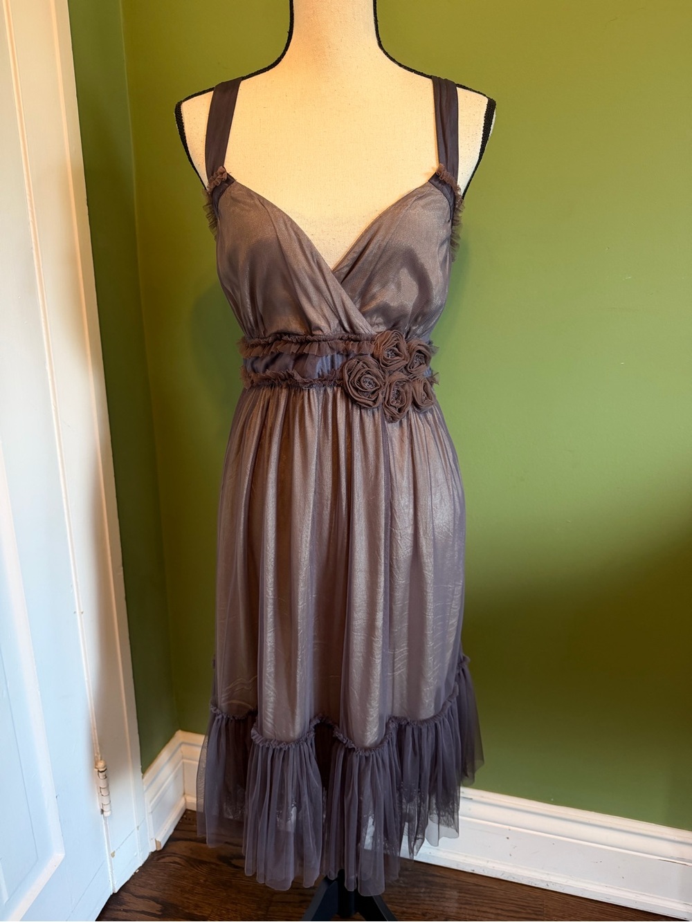 Moulinette Soeurs Taupe Satin-Look Dress